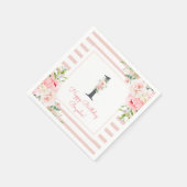 Blush bloemenroze streep 1e verjaardagsfeestje servet (Hoek)