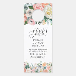 Blush bloemenrustiek bruiloft welkom deur hanger