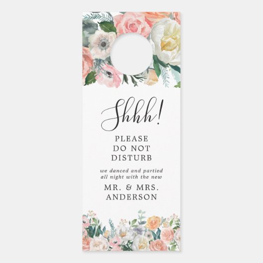 Blush bloemenrustiek bruiloft welkom deur hanger (Voorkant)