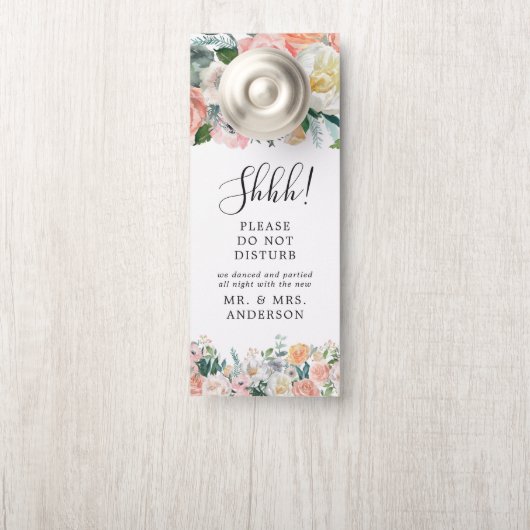 Blush bloemenrustiek bruiloft welkom deur hanger (Op knop)