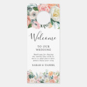 Blush bloemenrustiek bruiloft welkom deur hanger (Achterkant)