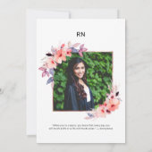 Blush bloemenverpleegster foto afstudeerfeest kaart (Achterkant)