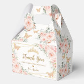 Blush Bloemenvlinders Quince XV Verjaardagsgevel Bedankdoosjes (Achterkant)