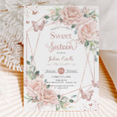 Blush bloemenvlinders Roos goudzoet zestien Kaart