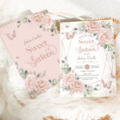 Blush bloemenvlinders Roos goudzoet zestien Kaart