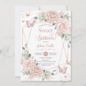 Blush bloemenvlinders Roos goudzoet zestien Kaart (Voorkant)