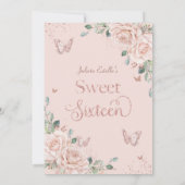 Blush bloemenvlinders Roos goudzoet zestien Kaart (Achterkant)