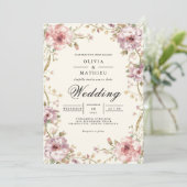 Blush Bloemenwijnstok Romance bruiloft Kaart (Staand voorkant)