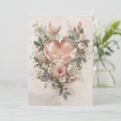 Blush Bloemhart Vlinders en Zachte Botanicals Feestdagenkaart (Staand voorkant)