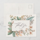 Blush Bloemig Stoffig Roze baby shower Dank u Briefkaart (Voorkant / Achterkant)