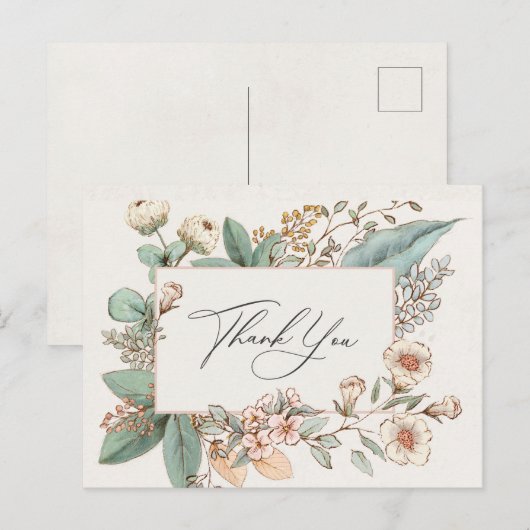 Blush Bloemig Stoffig Roze baby shower Dank u Briefkaart (Voorkant / Achterkant)