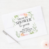 Blush Bloemig Van mijn feest naar het jouwe bruids Vierkante Sticker (Envelop)