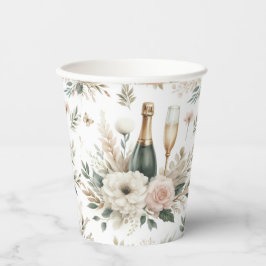 Blush Bloemige Champagneglazen Papieren Bekers