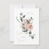 Blush Bloemige Eucalyptus Bruiloft Borrel Bedankkaart (Voorkant)