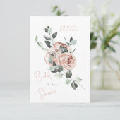 Blush Bloemige Eucalyptus Bruiloft Borrel Bedankkaart (Staand voorkant)