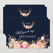 Blush Bloemige Geweien Wil Je Mijn Bruidsmeisje Zi Kaart (Voorkant / Achterkant)