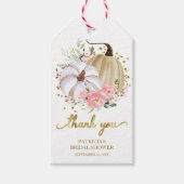 Blush Bloemige Pompoen Herfst Bruidsfeest Favoriet Cadeaulabel (Voorkant)