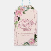 Blush Bloemige Quinceanera Cadeaulabel (Achterkant)