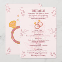 Blush Bloemige Verlovingsdetails Kaart Bewerkbaar