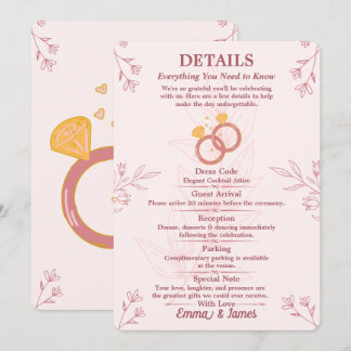 Blush Bloemige Verlovingsdetails Kaart Bewerkbaar