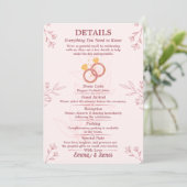 Blush Bloemige Verlovingsdetails Kaart Bewerkbaar (Staand voorkant)
