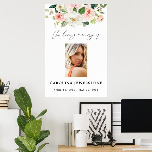 Blush Bloemige Viering Van Levensbord, Welkom Poster (Thuiskantoor)