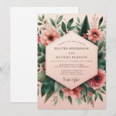 Blush Bloemstuk Bruiloft Kaart (Voorkant / Achterkant)