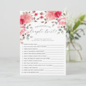 Blush Bloesems Wie Kent het Paar het Best Spel Kaart (Staand voorkant)