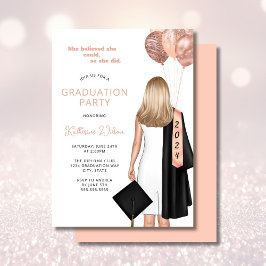 Blush Blonde Vrouw Ze geloofde afstudeerfeest Kaart