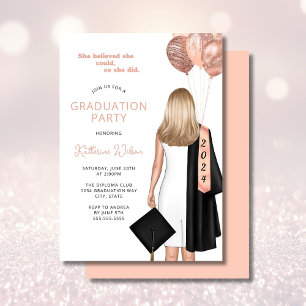 Blush Blonde Vrouw Ze geloofde afstudeerfeest Kaart