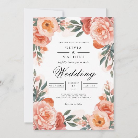 Blush Bloom Arch Floral Wedding Kaart (Voorkant)