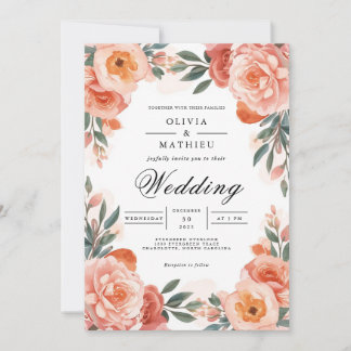 Blush Bloom Arch Floral Wedding Kaart