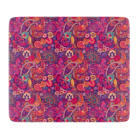 Blush Bloom: Artistiek Roze Tuin Patroon Snijplank (Voorkant)