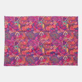 Blush Bloom: Artistiek Roze Tuin Patroon Theedoek (Horizontaal)