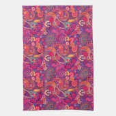 Blush Bloom: Artistiek Roze Tuin Patroon Theedoek (Verticaal)