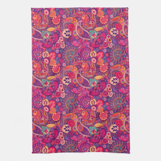 Blush Bloom: Artistiek Roze Tuin Patroon Theedoek (Verticaal)