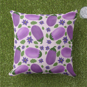Blush & Bloom Aubergine Collectie – Zachte Lila Buitenkussen