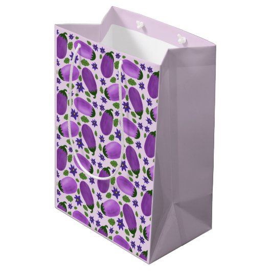 Blush & Bloom Aubergine Collectie – Zachte Lila Medium Cadeauzakje (Achterkant Gekanteld)