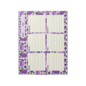 Blush & Bloom Aubergine Collectie – Zachte Lila Notitieblok (Linkerzijde)