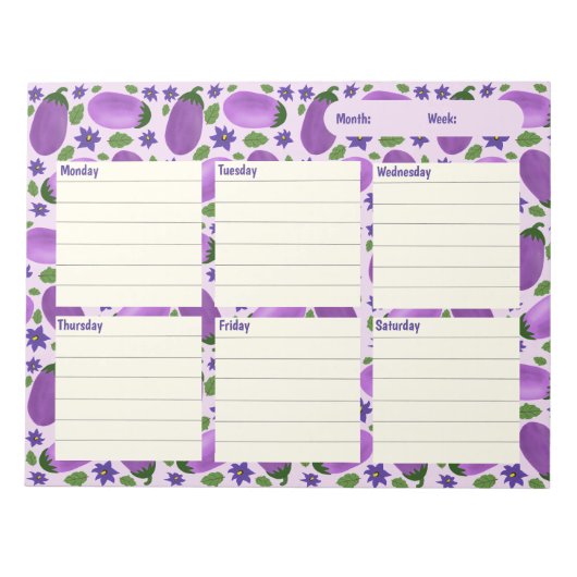 Blush & Bloom Aubergine Collectie – Zachte Lila Notitieblok (Voorkant)