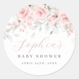 Blush bloom Baby shower Ronde Sticker