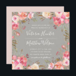 Blush Bloom Bloemen Huwelijksuitnodiging | Gray Kaart<br><div class="desc">Deze Romantische Bloesem Huwelijksuitnodiging is voorzien van beschilderde waterverf in blush roze en wit,  olijfgroen gebladerte met handgeschreven letters. Voor meer geavanceerde aanpassing van dit ontwerp,  klikt u op de knop "Aanpassen". Overeenkomende objecten zijn ook beschikbaar.</div>