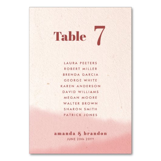 Blush & Bloom Bold Script Huwelijk Gastnamen Kaart (Voorkant)