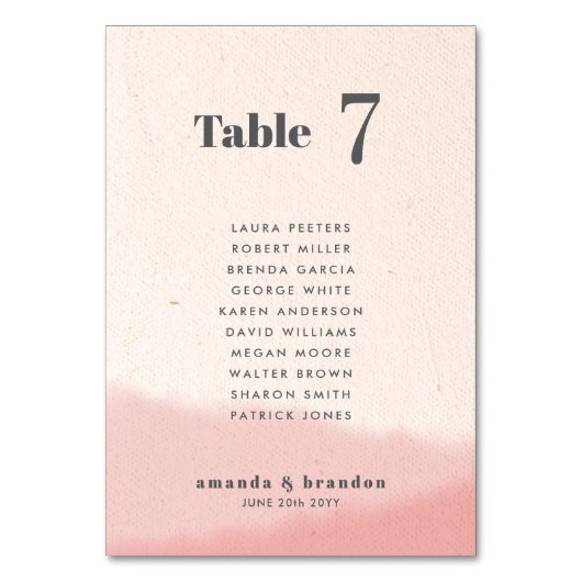 Blush & Bloom Bold Script Huwelijk Gastnamen Kaart (Voorkant)