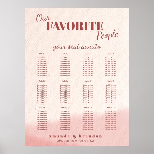 Blush & Bloom Bold Script Trouwstoel Grafiek Poster (Voorkant)