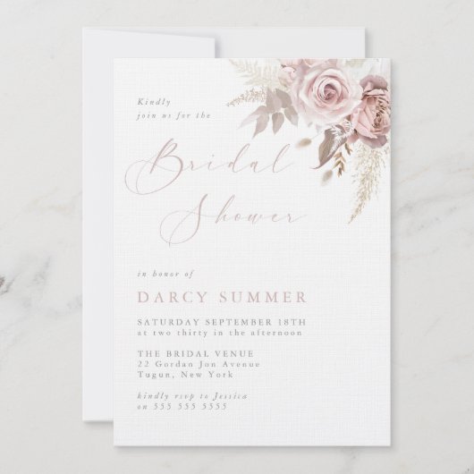Blush Bloom Bridal Shower Kaart (Voorkant)