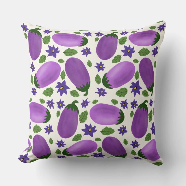 Blush & Bloom Eggplant Collection – Ivory Glow Kussen (Voorkant)