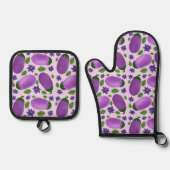 Blush & Bloom Eggplant Collection – Soft Lilac Ovenwant & Pannenlap Set (Voorkant)
