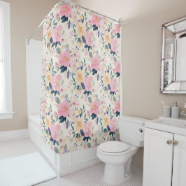 Blush & Bloom Elegante Bloemen Romantisch Douchegordijn