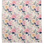 Blush & Bloom Elegante Bloemen Romantisch Douchegordijn (Voorkant)